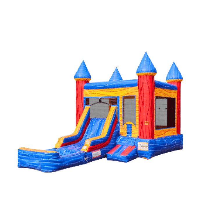 Orange Marble Bounce House and Slide Combo