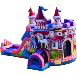 Princess Castle Bounce House and Dual Lane Slide Combo