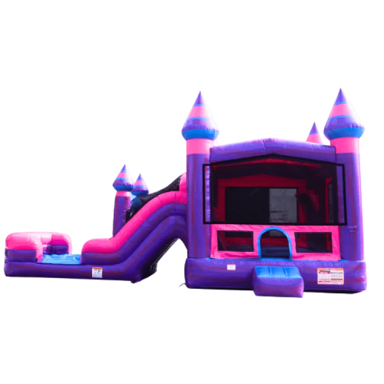 Purplish Bounce House and Dual Lane Slide Combo