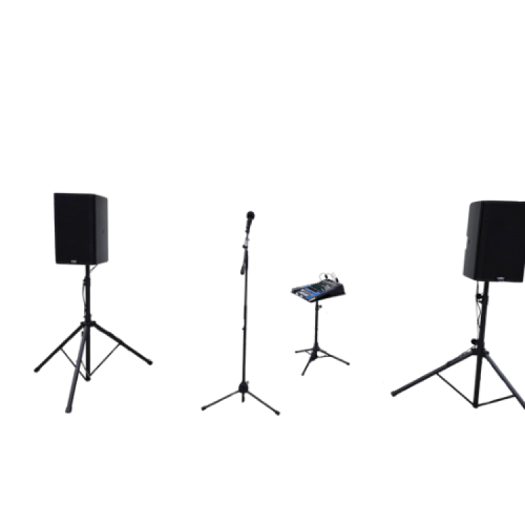 Dual Speaker & Mic Package – Wireless Sound System Rental