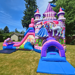 princess castle bounce house dual lane slide rental bothell 176239 1 Princess Castle Bounce House and Dual Lane Slide Combo