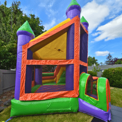 rainbow fortress bounce house combo rental federal way 1762470058 Rainbow Fortress Bounce House and Slide Combo