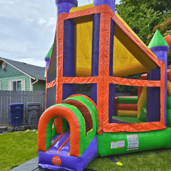 rainbow fortress bounce house entry slide combo federal way 176247 1 Rainbow Fortress Bounce House and Slide Combo